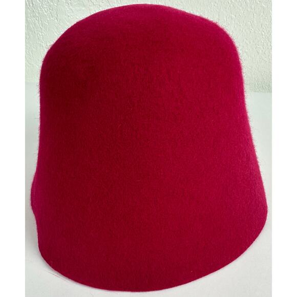 Anthropologie Mod 100% Wool Felt Bucket Hat Vintage Era Pink - Picture 3 of 5